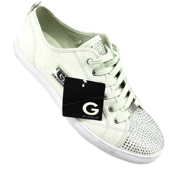 G by Guess Sneakers Womens 12 Green Brushed Canvas Rhinestones Casual Shoes New - Picture 1 of 16